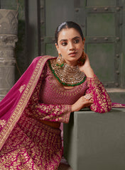 Pink Georgette Codding Embroidered Bridal Lehenga Choli