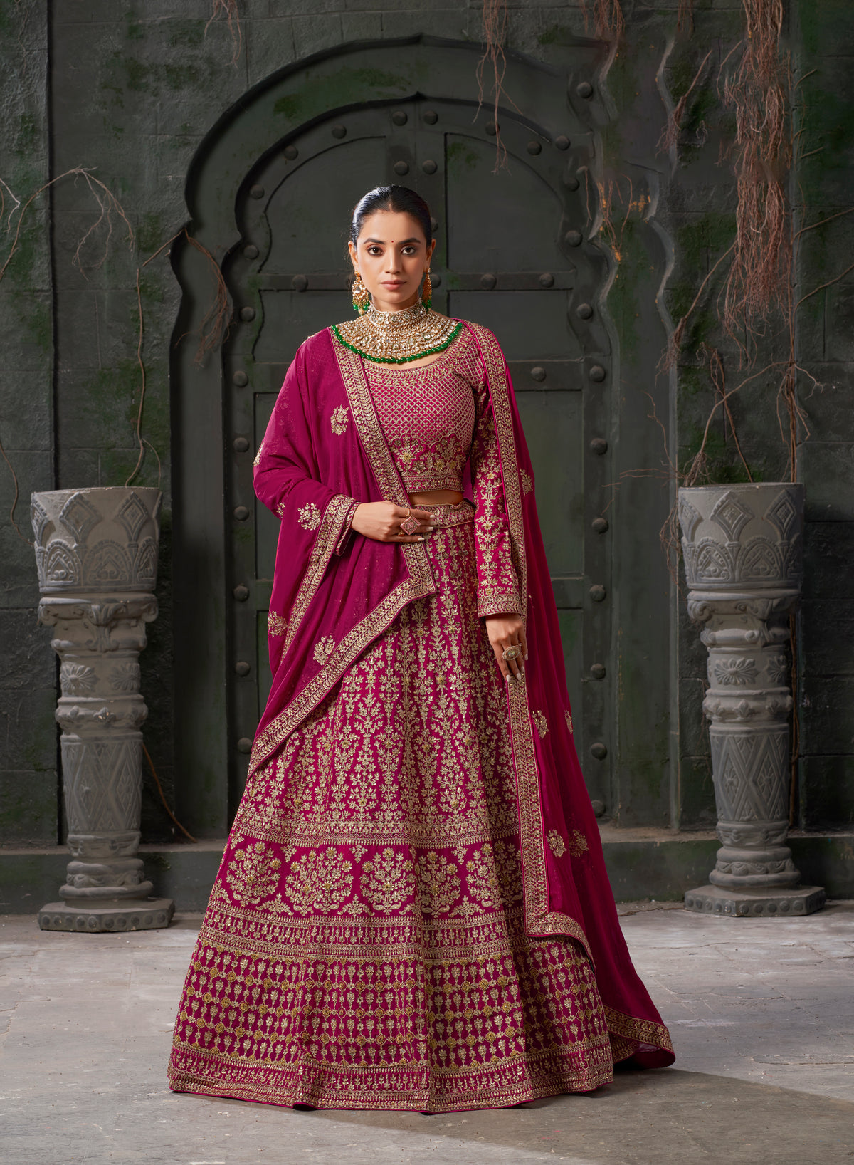 Pink Georgette Codding Embroidered Bridal Lehenga Choli