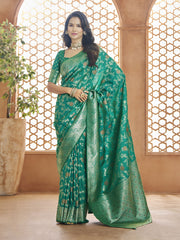 Rama Banarasi Silk Zari Woven Saree