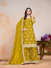 Yellow Chinon Sequins Embroidered  Kurti With Pant Dupatta