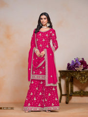 Pink Chinon Sequins Embroidered  Kurti With Pant Dupatta