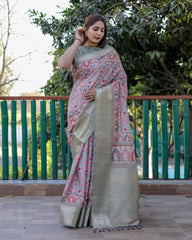 Pista Pashmina Digital Print Saree