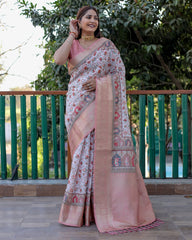 Peach Pashmina Digital Print Saree