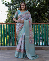 Sea Green Pashmina Digital Print Saree