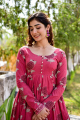 Pink Cotton Silk Digital Printed  Kurti With Sharara Dupatta