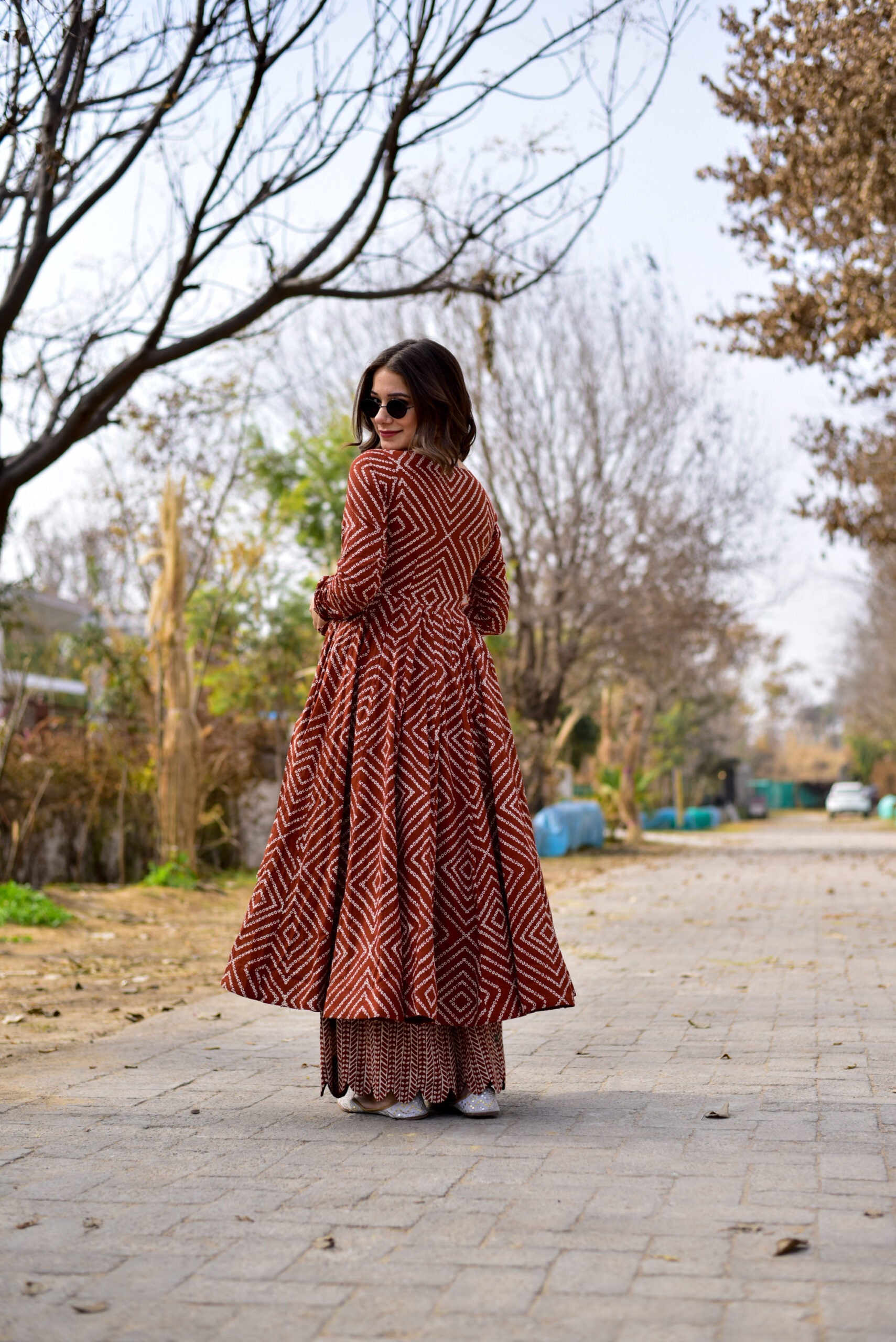 Burgundy Cotton Silk Digital Printed  Kurti With Pant Dupatta