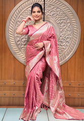 Pink Banarasi Silk Woven Saree