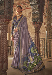 Purple Viscose Silk Woven Printed Saree