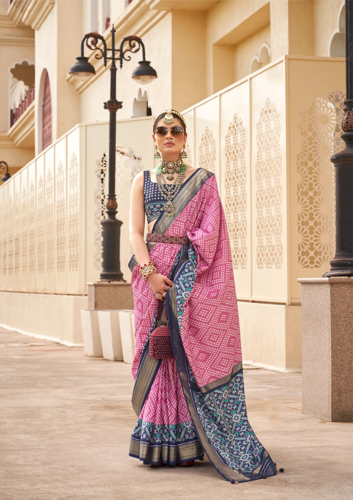 Pink Silk Patola Print Saree