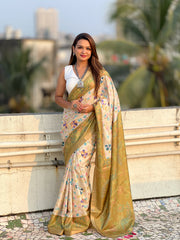 Green Tussar Silk Kalamkari woven Saree