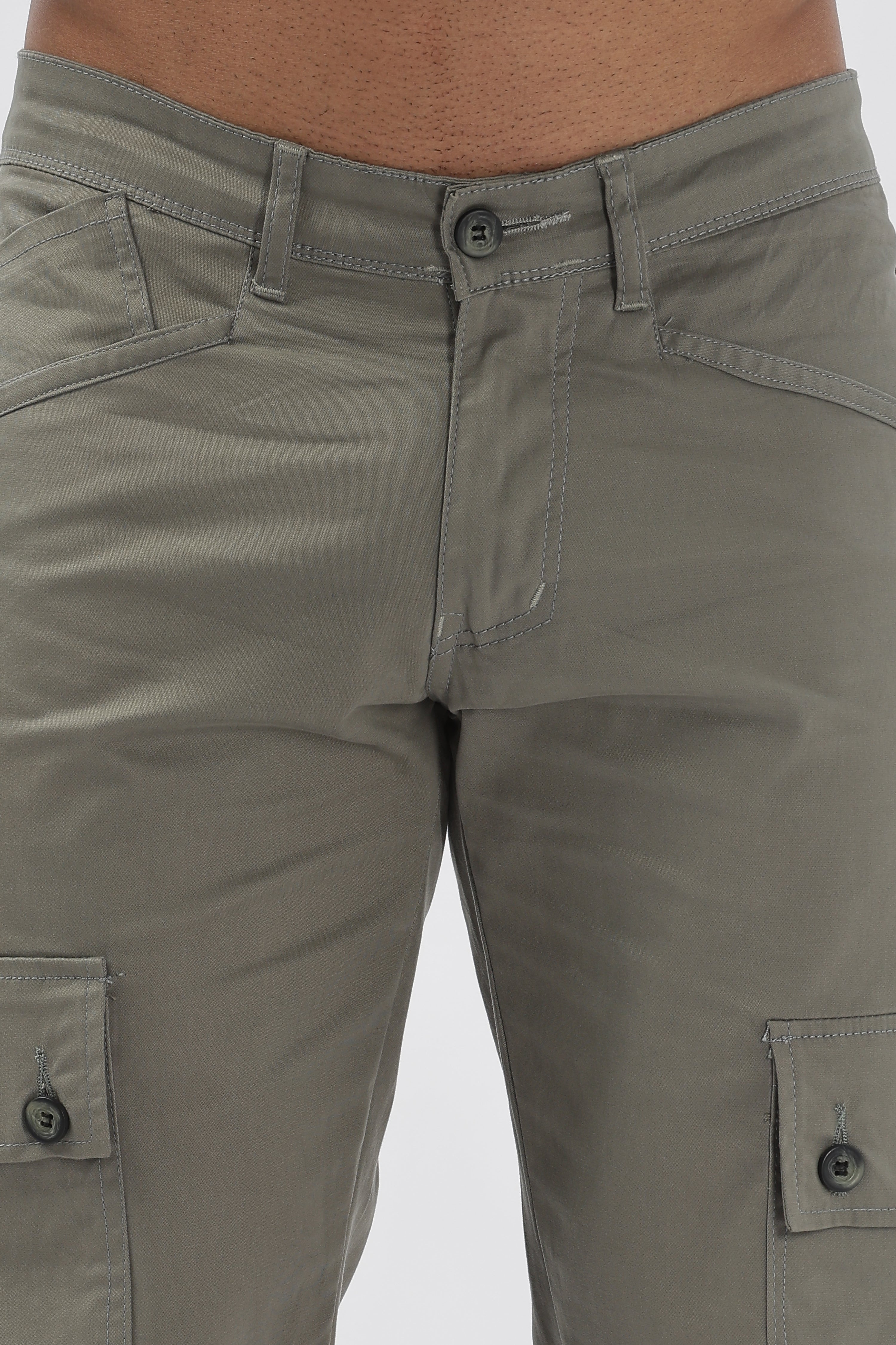 Pantalon cargo long en coton mélangé vert