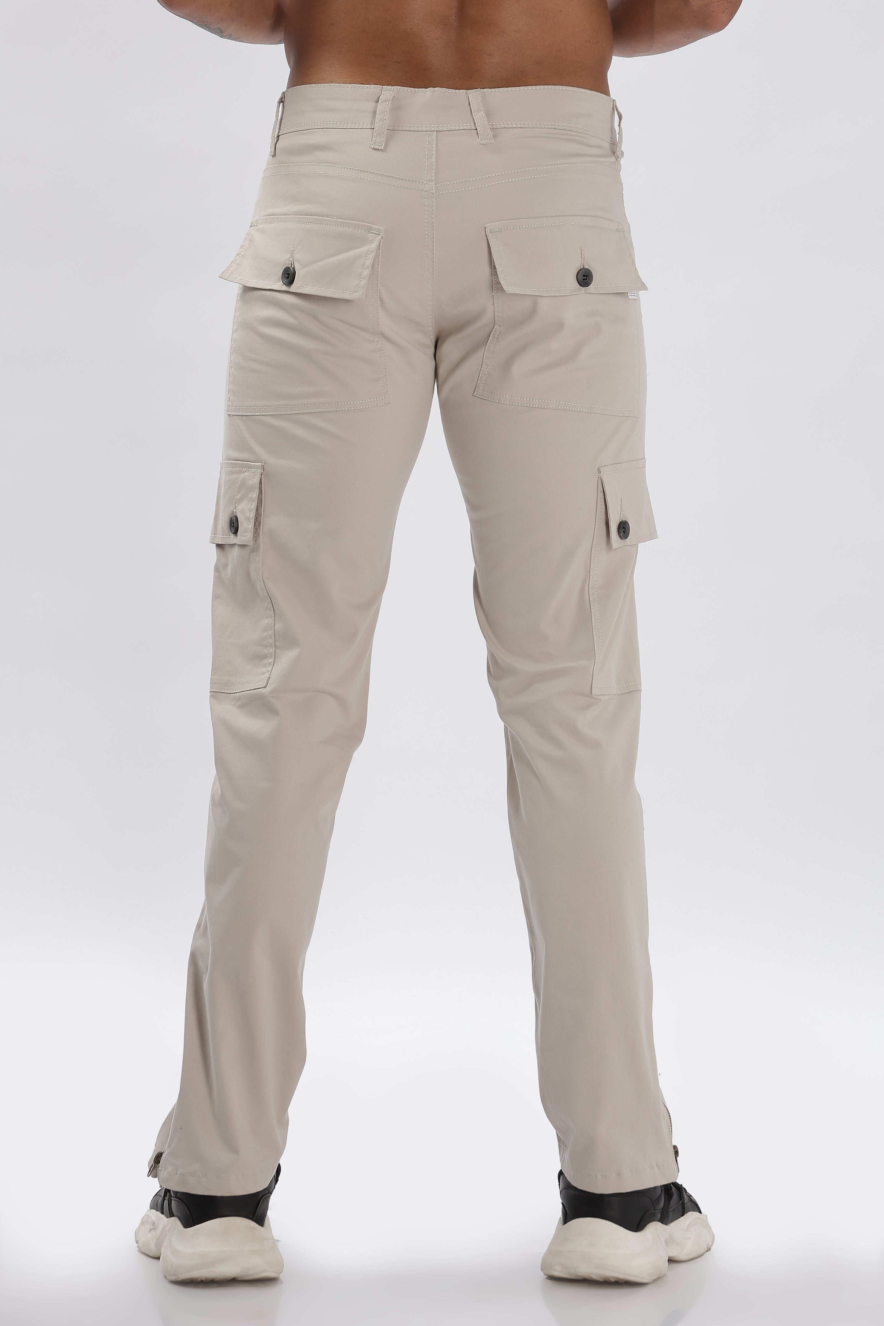 Pantalon cargo long en coton mélangé gris pour homme