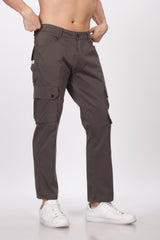 Pantalon cargo long en coton gris pour homme