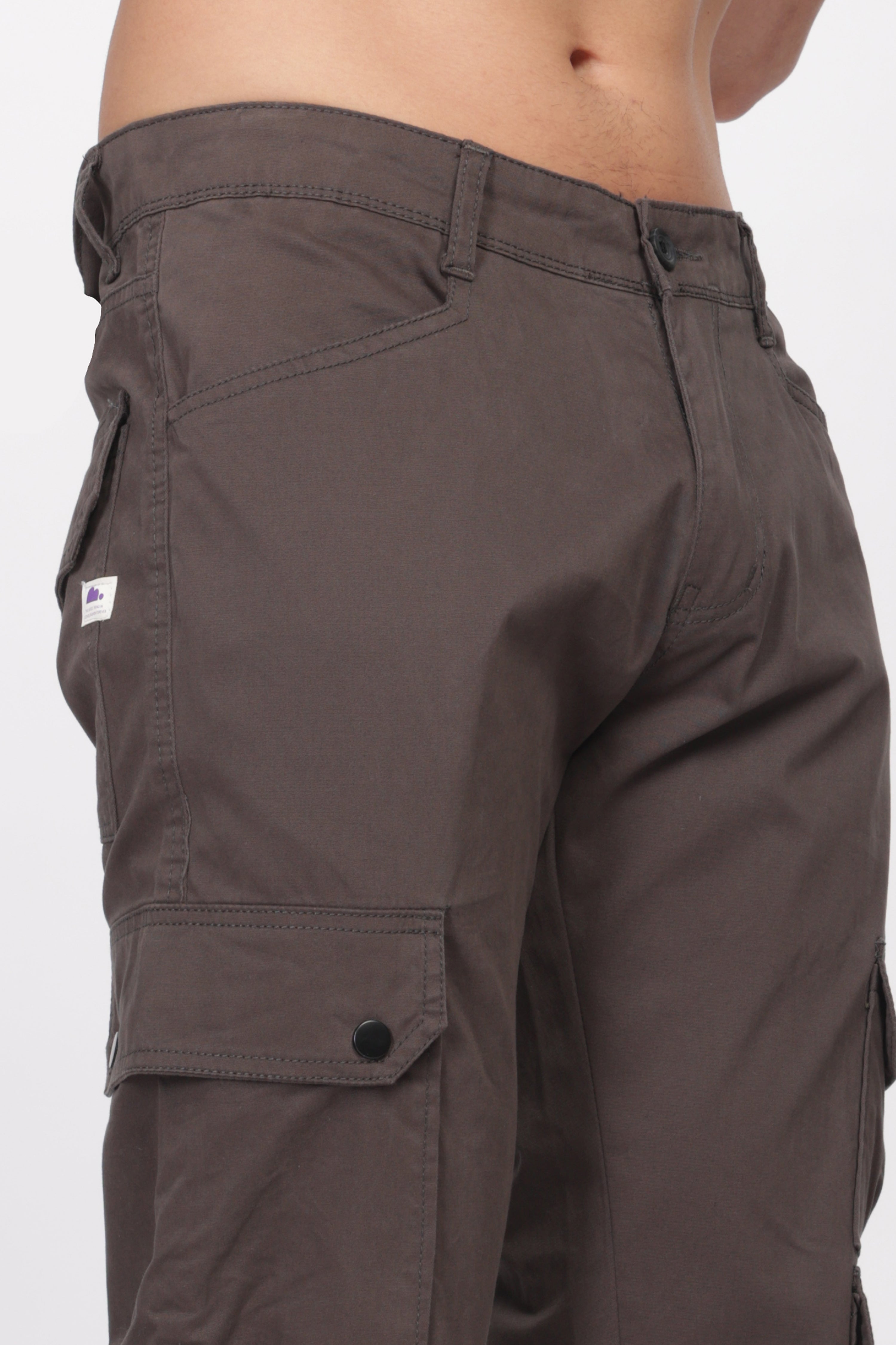 Pantalon cargo long en coton gris pour homme