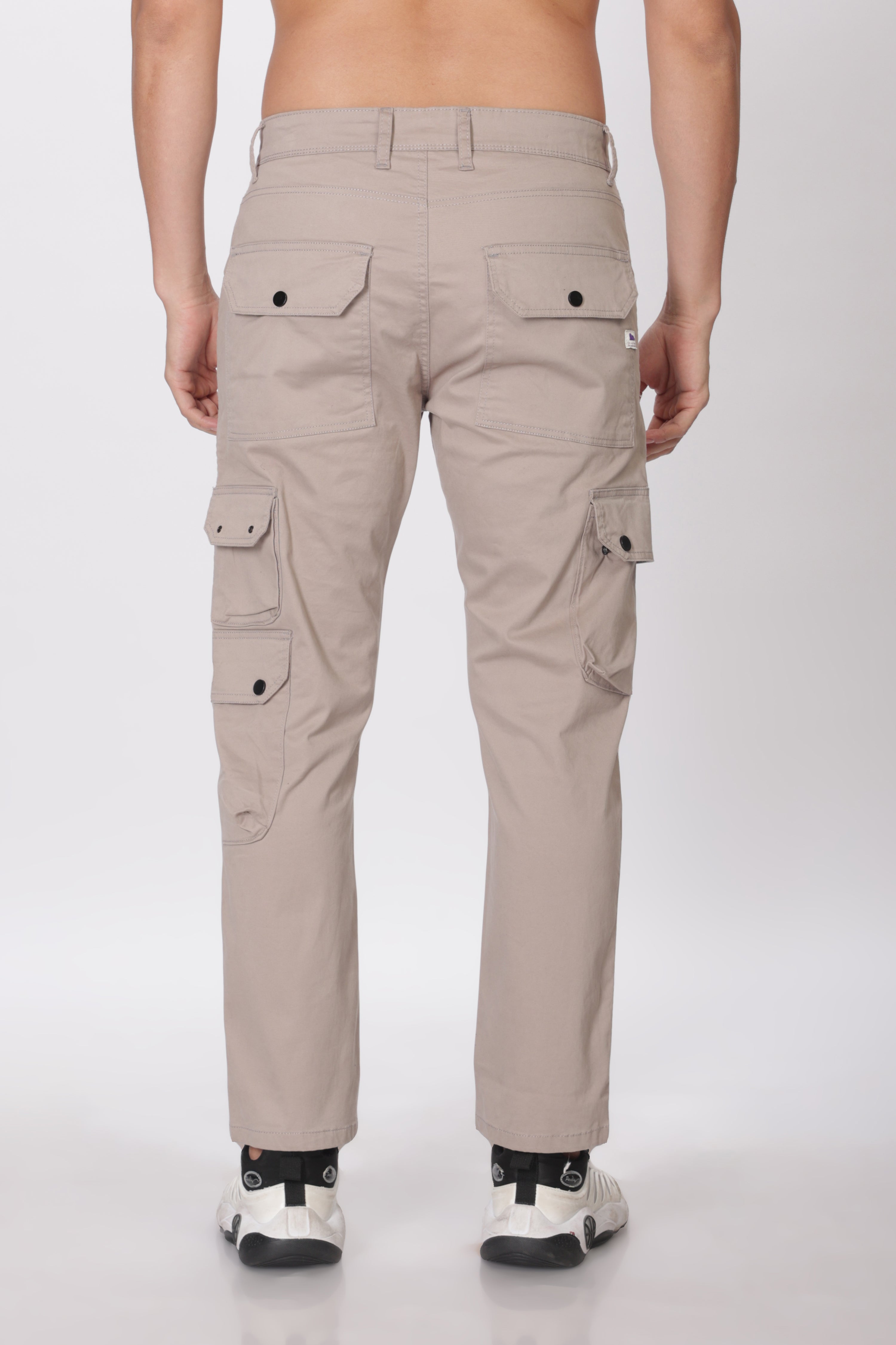 Pantalon cargo long en coton mélangé gris pour homme