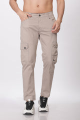 Pantalon cargo long en coton mélangé gris pour homme