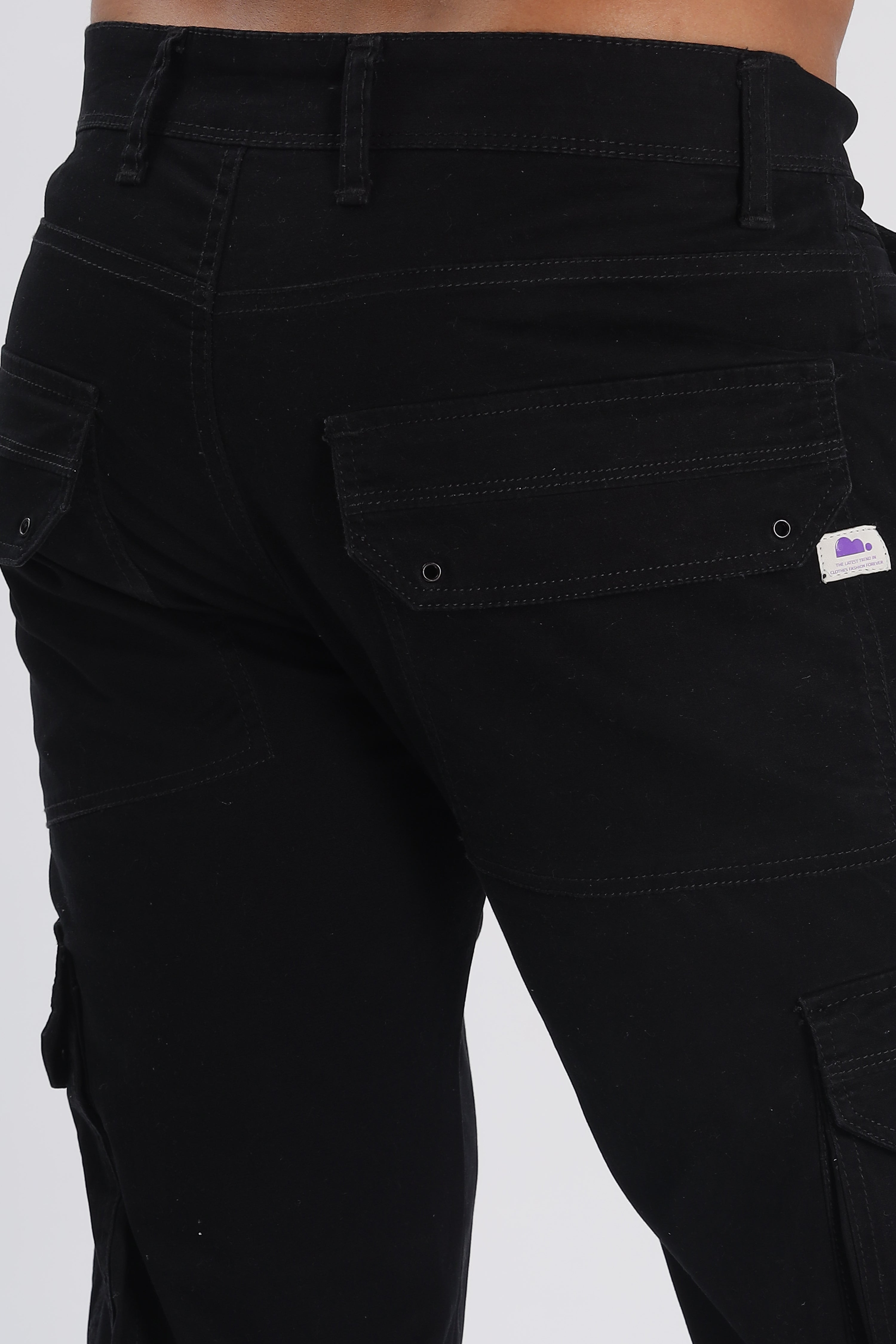 Pantalon cargo long en coton mélangé noir