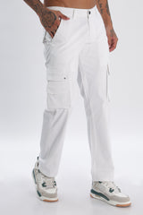 Pantalon cargo long en coton mélangé blanc