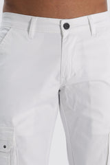 Pantalon cargo long en coton mélangé blanc