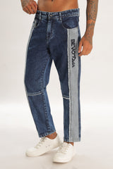 Pantalon cargo en denim bleu ciel pour homme