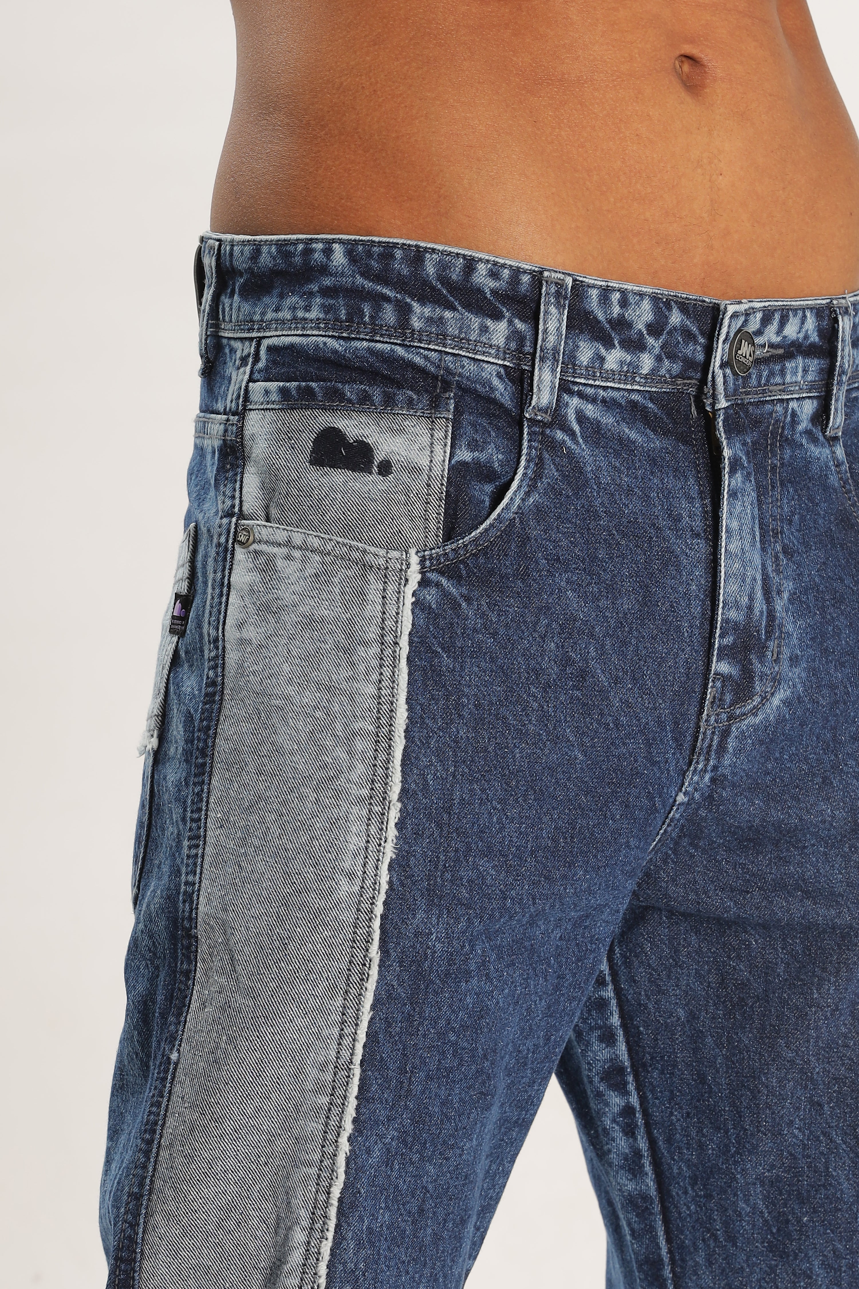 Pantalon cargo en denim bleu ciel pour homme