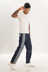 Pantalon cargo en denim bleu longueur baggy pour hommes