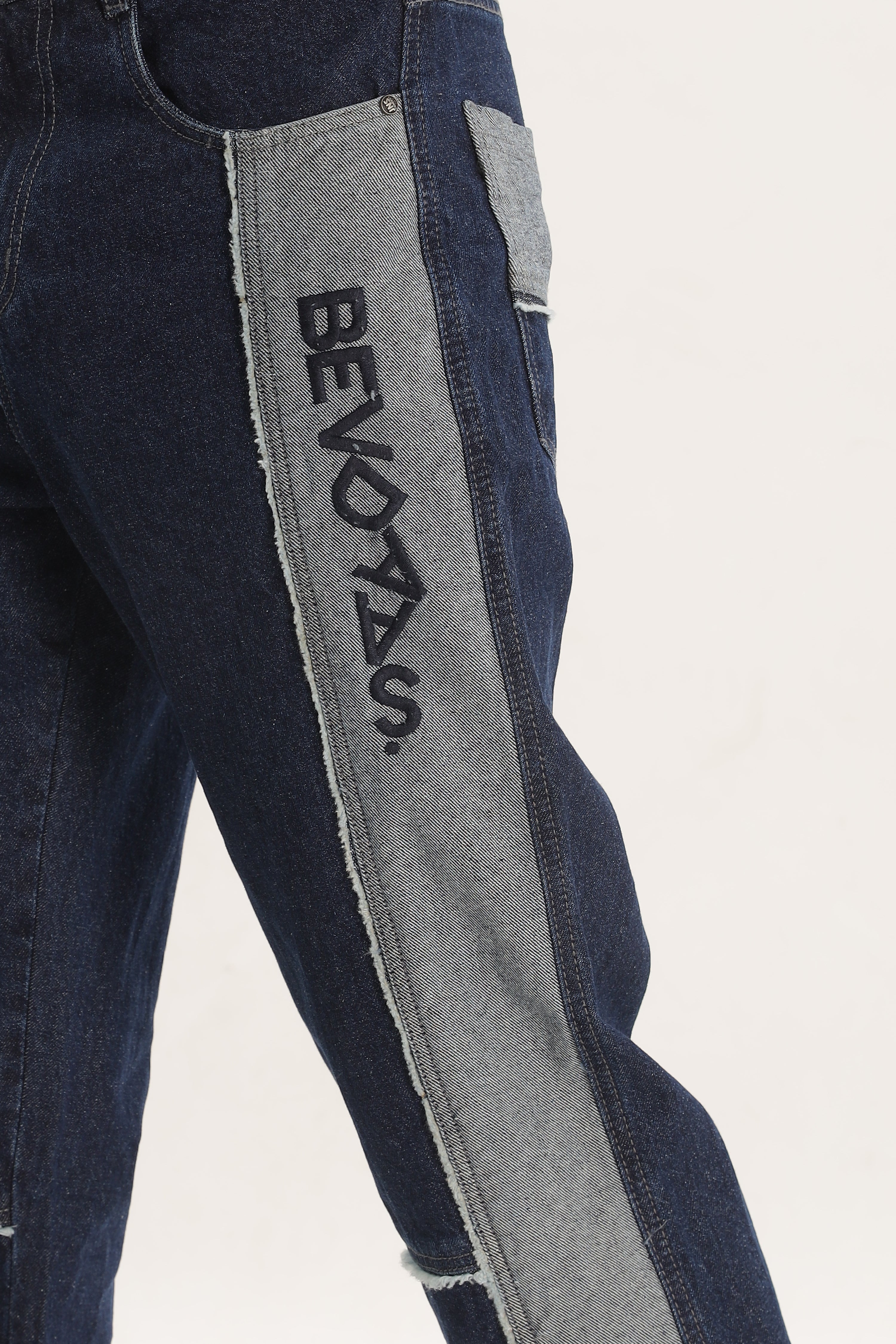 Pantalon cargo en denim bleu longueur baggy pour hommes