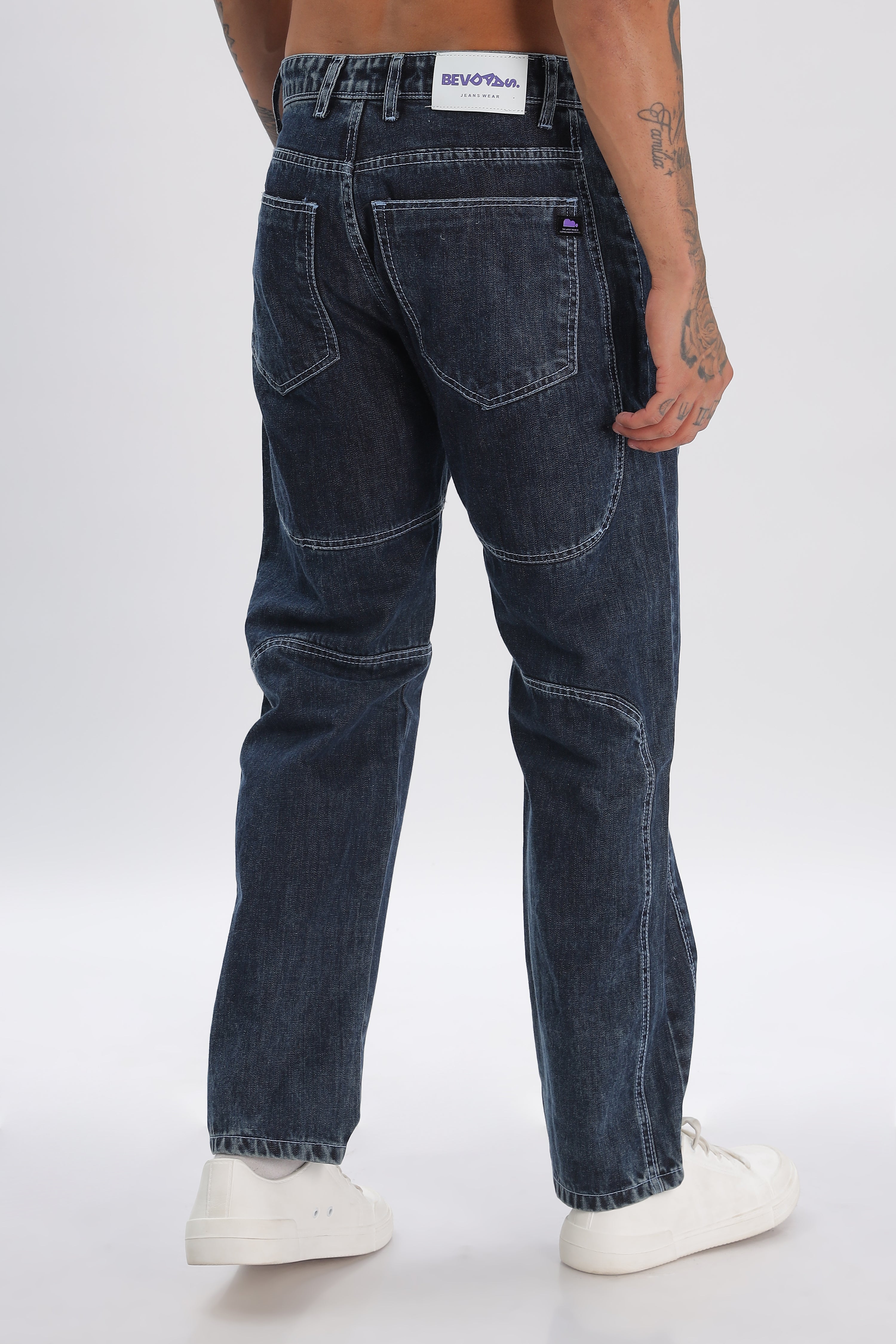 Pantalon cargo en denim bleu ciel pour homme