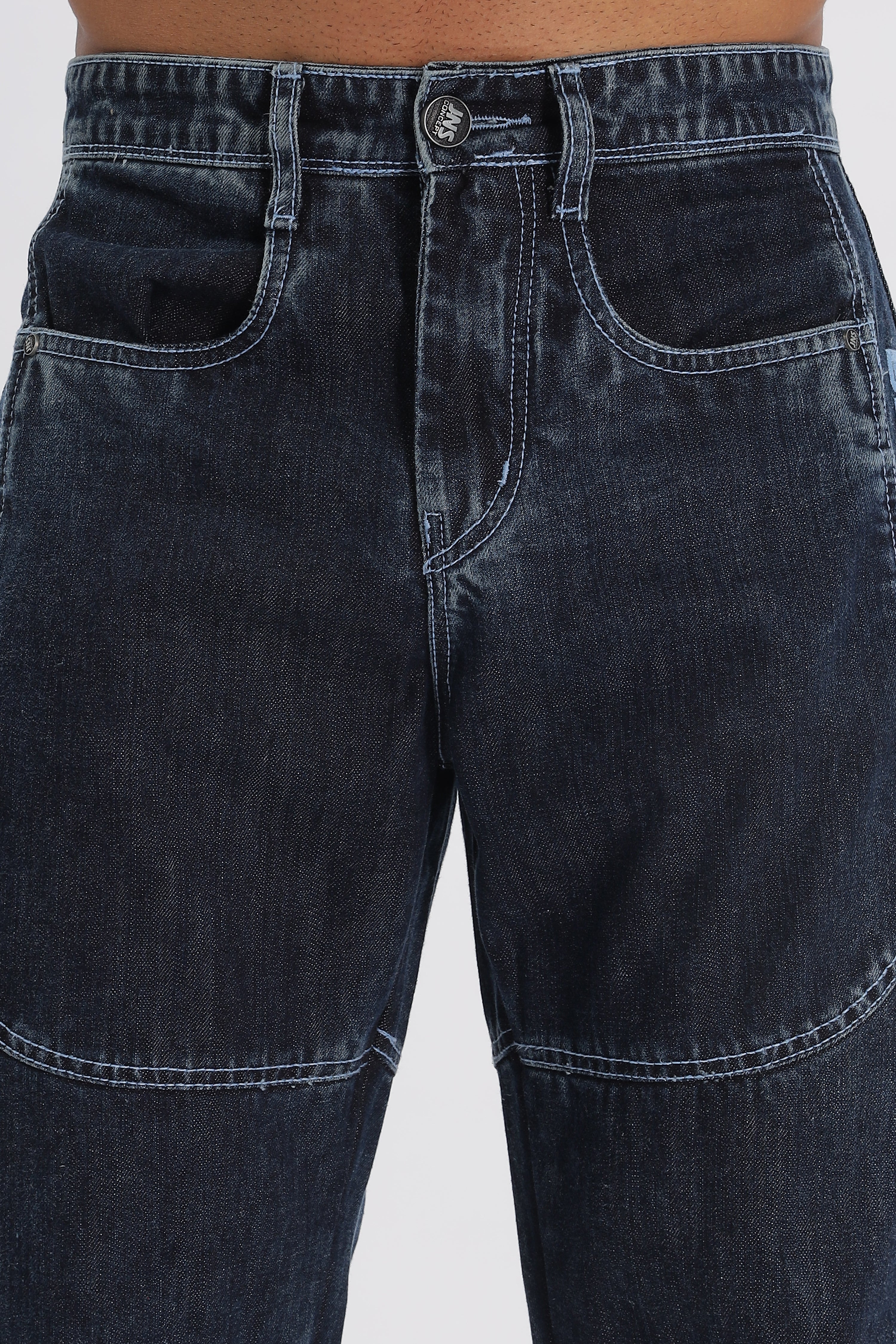 Pantalon cargo en denim bleu ciel pour homme