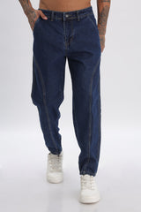 Pantalon cargo en denim bleu longueur baggy pour hommes