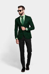 Bottle Green Men's Party Embroidery Suit Jacket Slim Fit Blazer