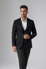 Black Men's Party Embroidery Suit Jacket Slim Fit Blazer