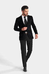 Black Men's Party Embroidery Suit Jacket Slim Fit Blazer