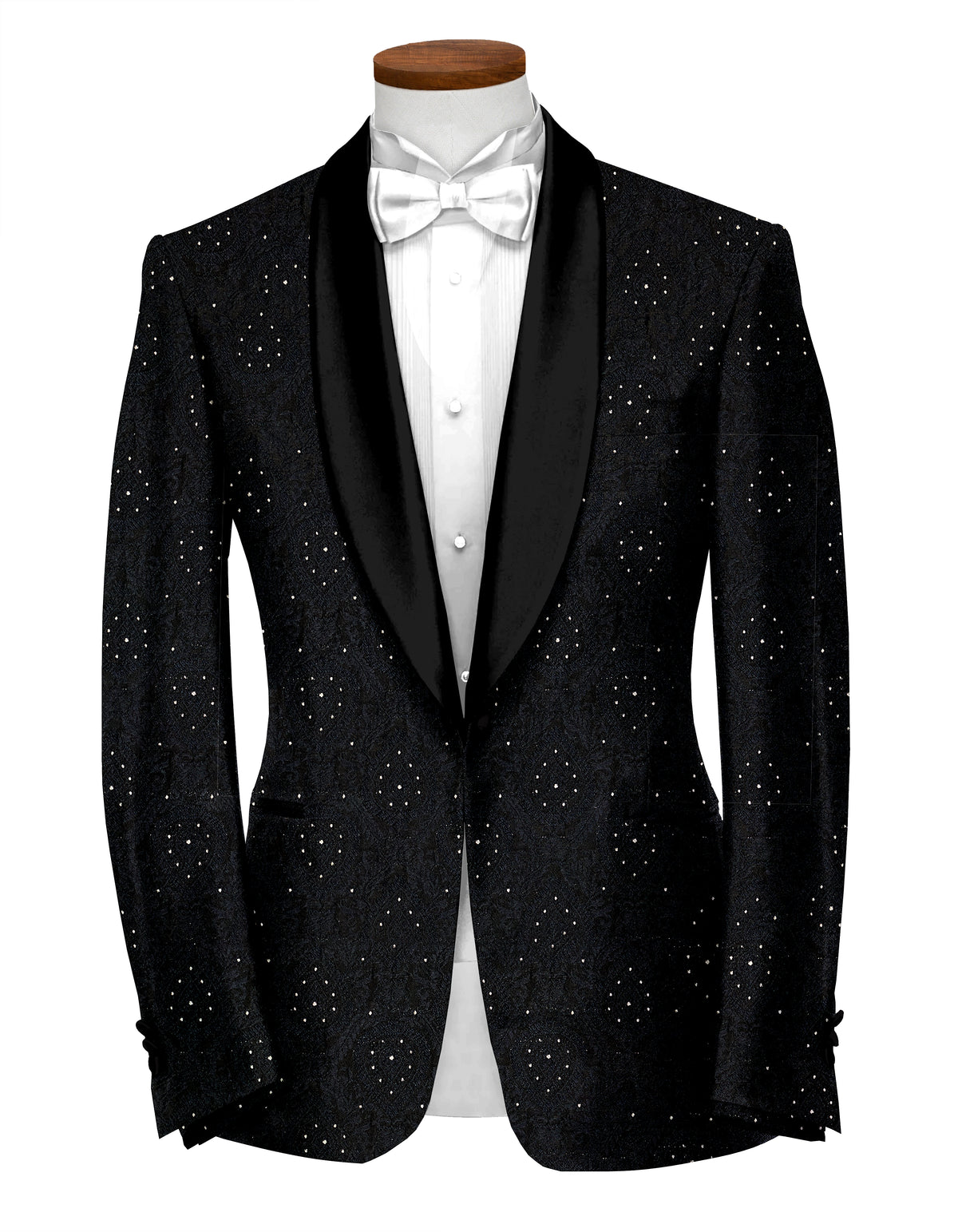 Black Men's Party Embroidery Suit Jacket Slim Fit Blazer