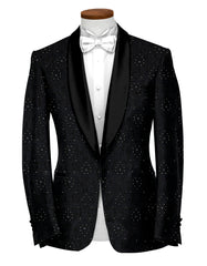 Black Men's Party Embroidery Suit Jacket Slim Fit Blazer