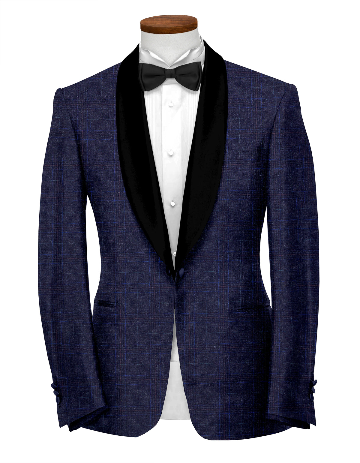 Navy Blue Men's Party Checks Suit Jacket Slim Fit Blazer