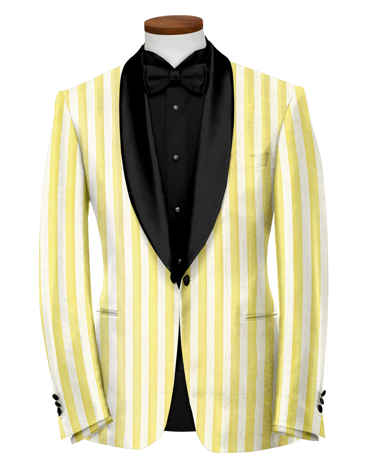 Yellow White Men's Party Stripe Suit Jacket Slim Fit Blazer