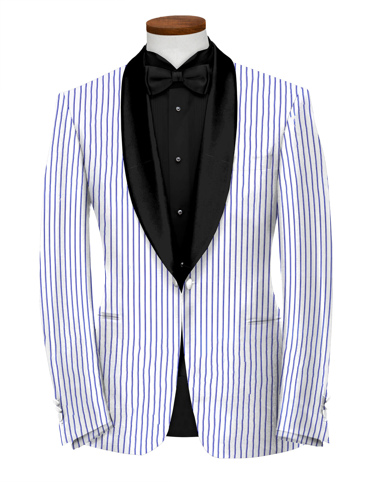 White Royal Blue Men's Party Stripe Suit Jacket Slim Fit Blazer