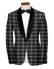 Black Grey Men's Party Checks Suit Jacket Slim Fit Blazer