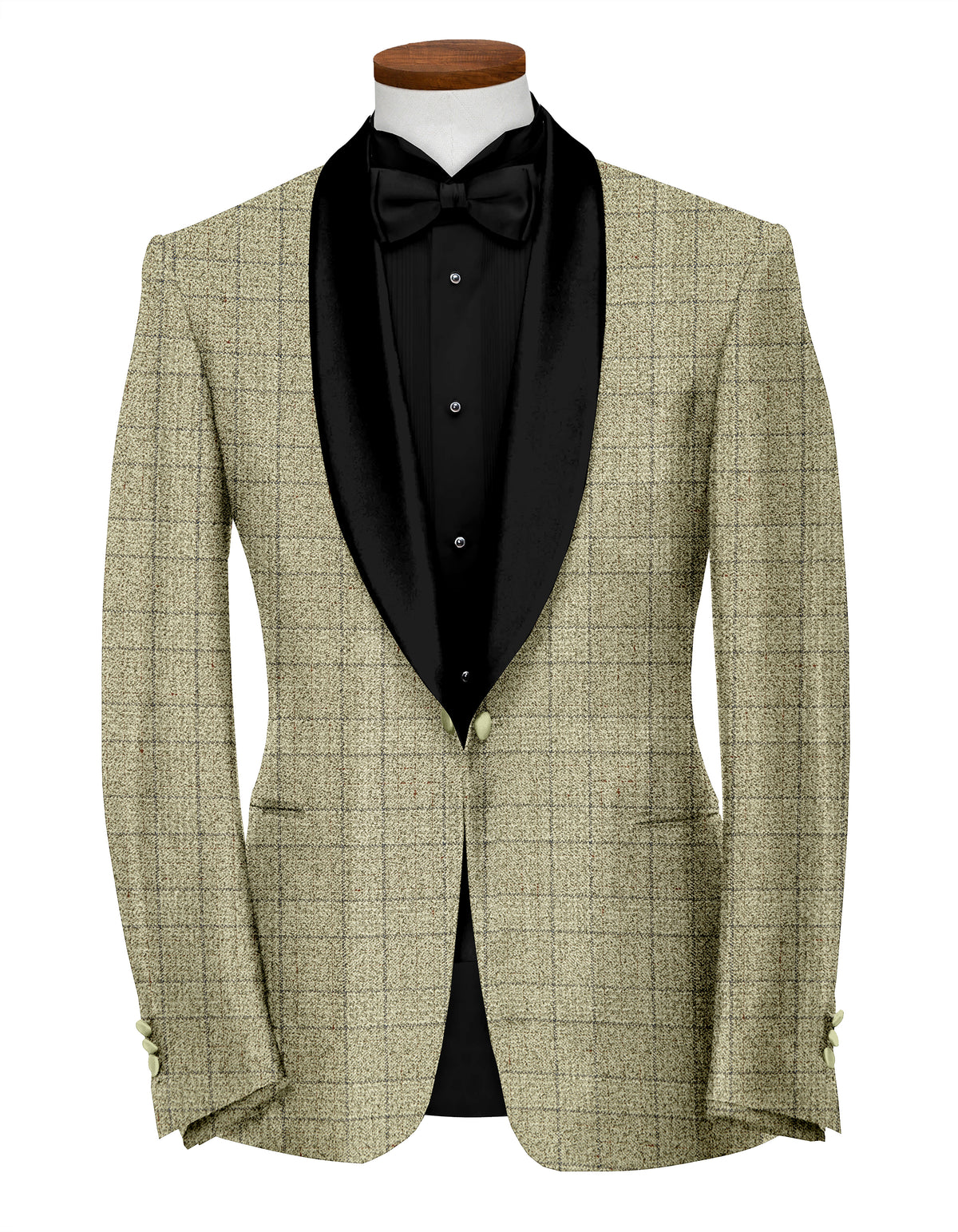 Dark Beige Men's Party Checks Suit Jacket Slim Fit Blazer