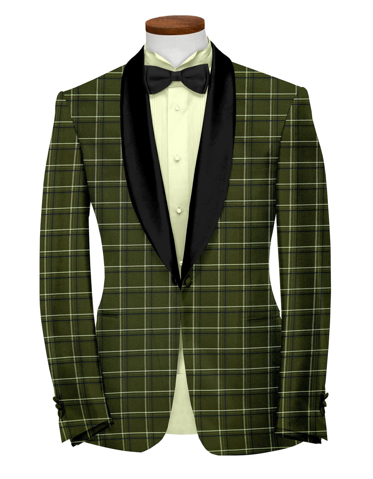 Dark Olive Men's Party Checks Suit Jacket Slim Fit Blazer