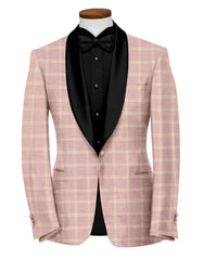 Faded Pink Men's Party Checks Suit Jacket Slim Fit Blazer