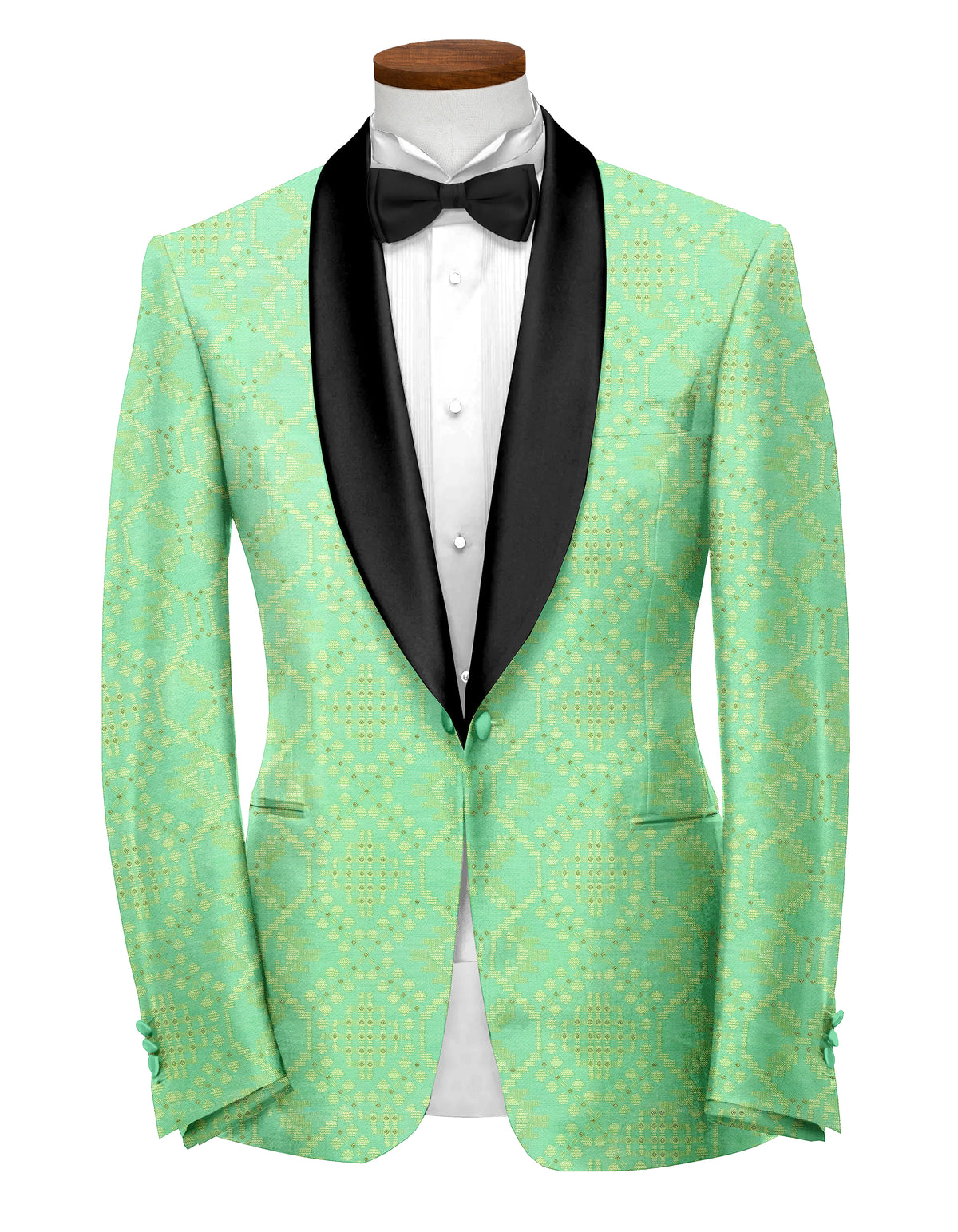 Veste de costume jacquard de fête pour homme vert mer Blazer coupe slim