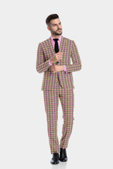 Hazel Green Men's Two Button Dress Party Checks Print Suit Jacket Notched Lapel Slim Fit Terry Rayon Stylish Blazer