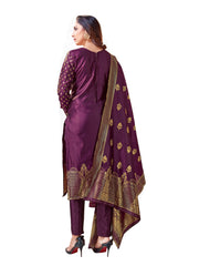 Purple Banarasi Art Silk Woven Salwar Suit