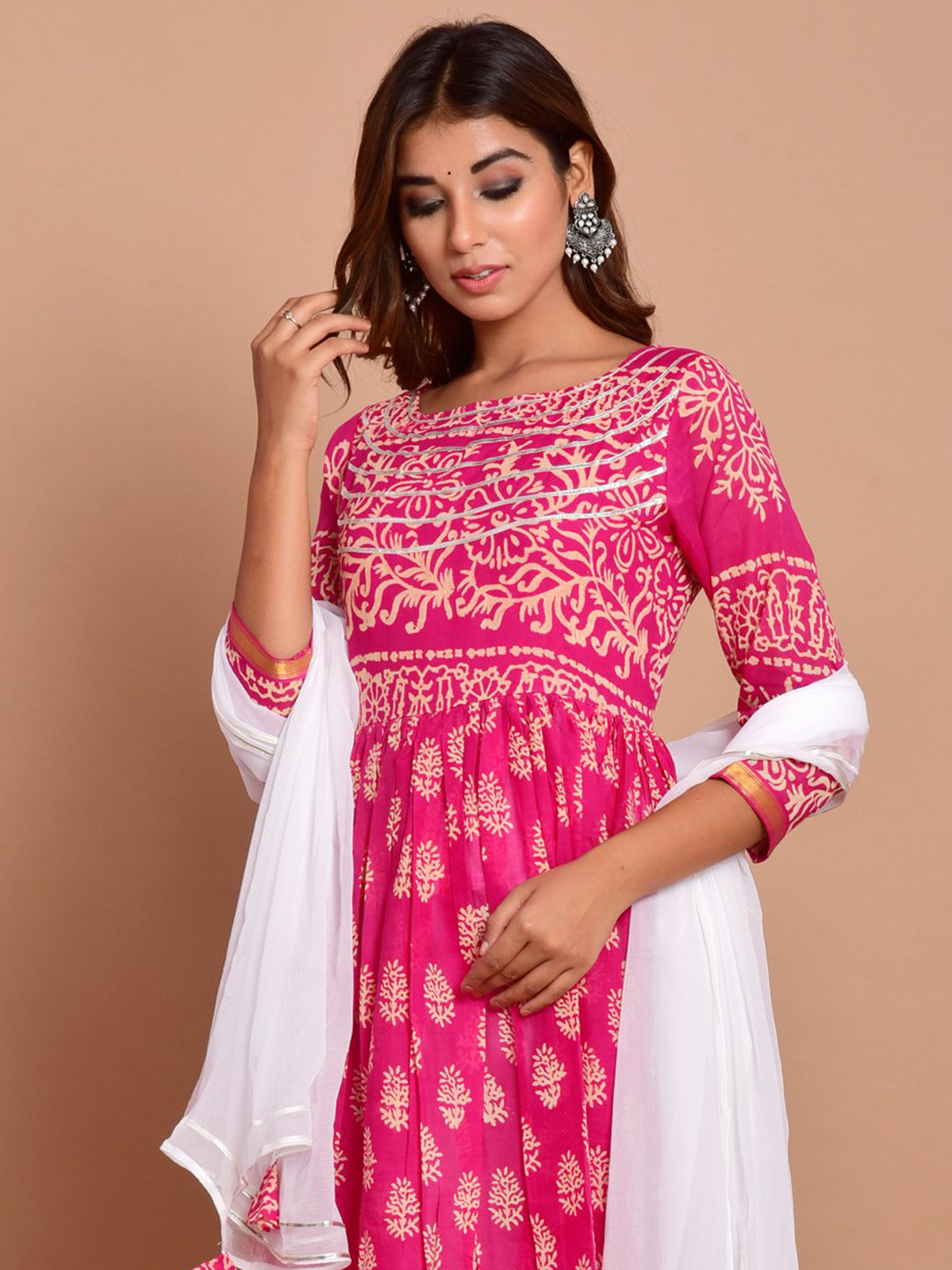 Pink Rayon Printed Kurti