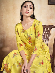 Beige Color Printed Rayon Kurti With Palazzo For Women