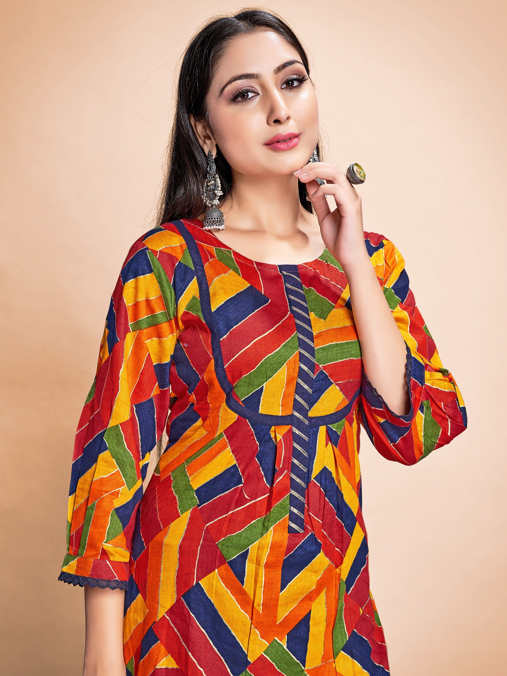 Purple Color Printed Rayon Kurti With Palazzo For Women