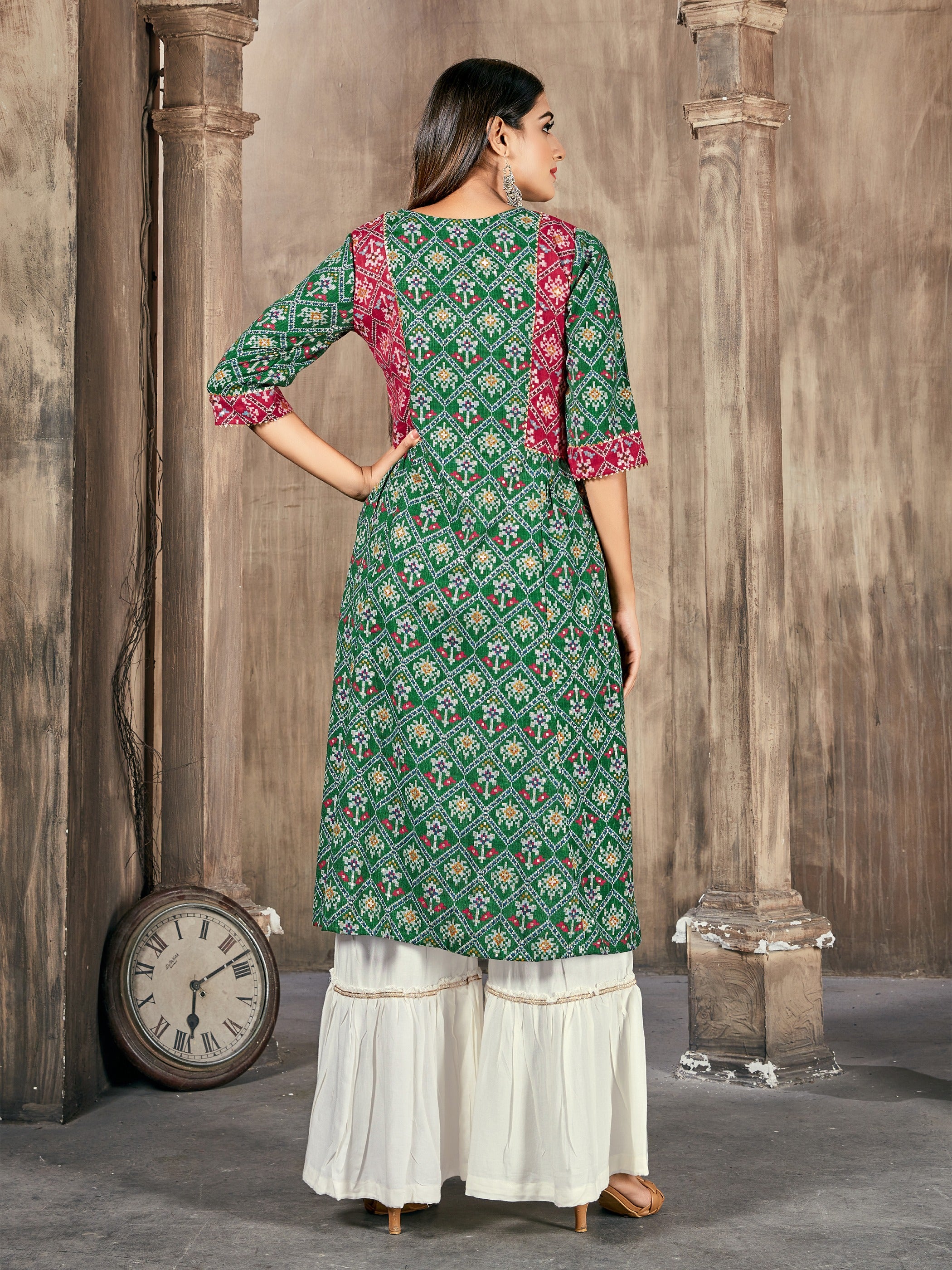 White Color Printed Rayon Kurti With Palazzo For Women