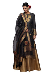 Elina fashion Black Art Silk Readymade Kurti For Womens With Palazzo Dupatta